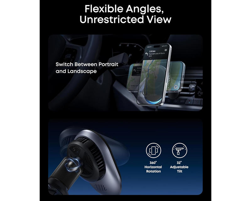 Prime 25W MagGo bežični + auto punjač sa USB-C M/M kablom, crni