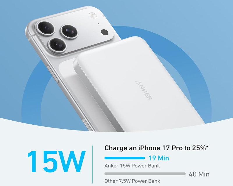 MagGo 10000mAh, 15W, magnetno bežični power bank, beli