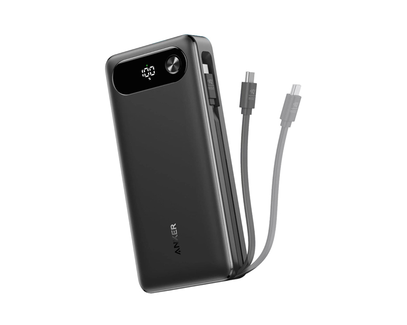 20000mAh, 87W, sa ugrađenim USB-C kablom na izvlačenje, Power Bank crni