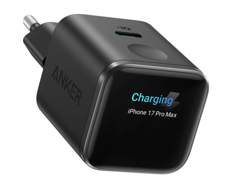 Nano 45W putni zidni punjač sa ekranom, USB-C port, crni