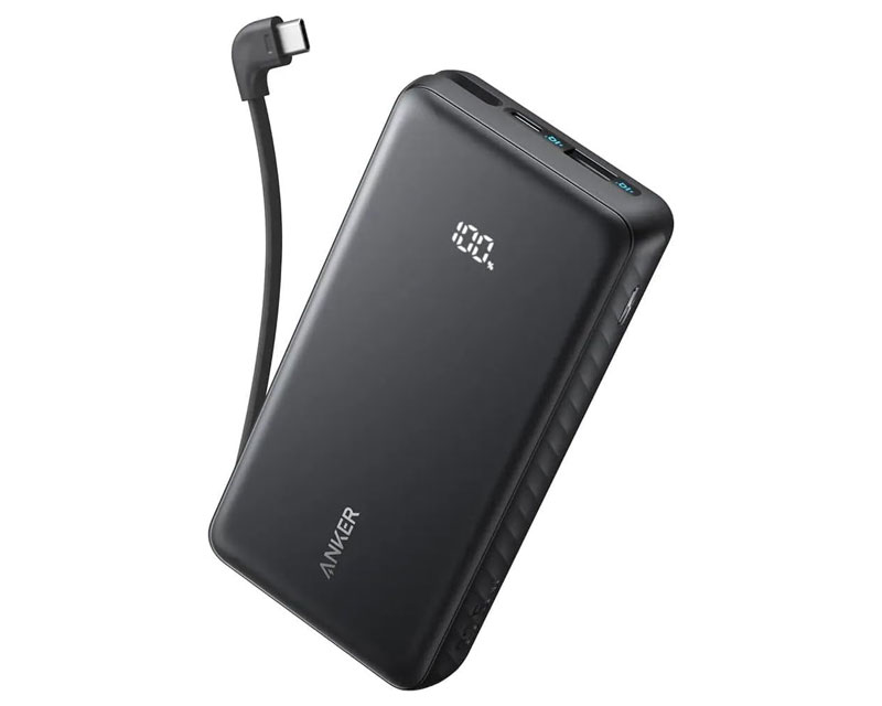 Zolo 10000mAh, 22.5W, sa ugrađenim USB-C kablom, Power Bank crni