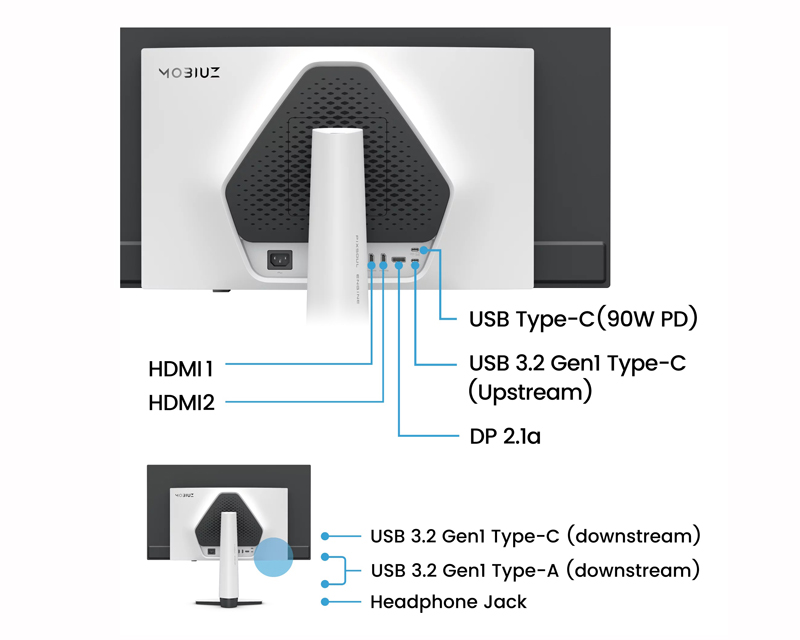 32 inča Mobiuz EX321UZ 4K 3840x2160 QD-OLED 240 Hz USB-C 90W gaming monitor beli