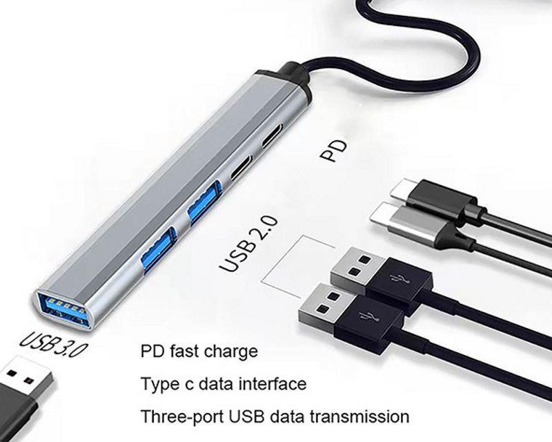 Adapter USB 3.1 tip-C na 3xHUB 3.0+TIP C+ PD