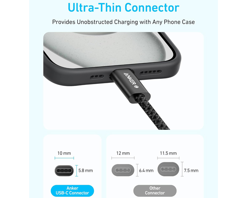 Zolo USB tip-C kabl M/M 1m,  za Apple, super brzo punjenje 240W/480Mbps, pleteni, crni