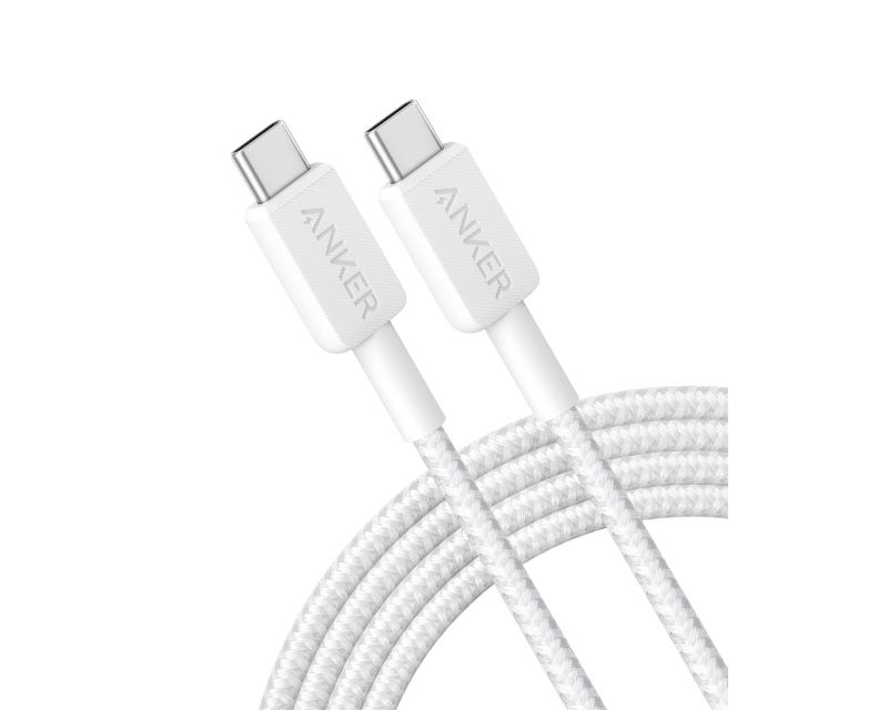 322 USB tip-C na USB tip-C kabl M/M 1.8m, 60W, pleteni, beli