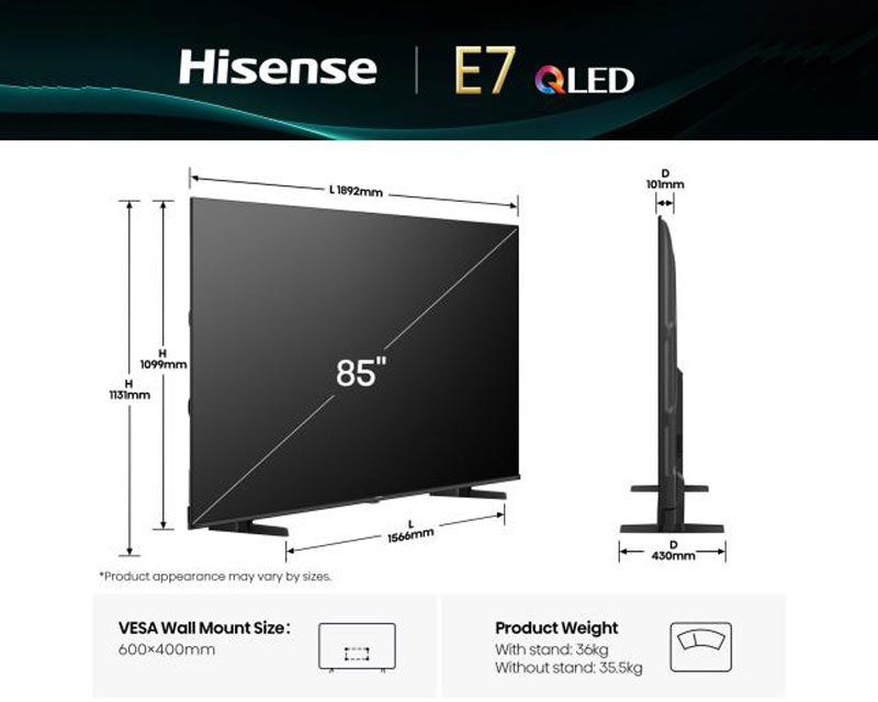 85 inča 85E7Q QLED 4K UHD Smart TV outlet
