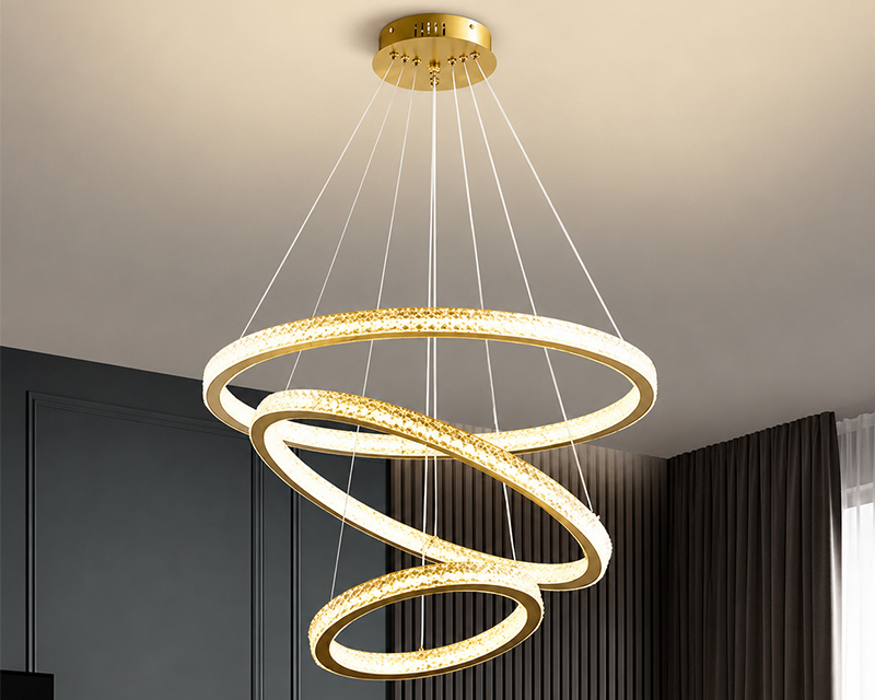 PL012-3-M LED 3-Ring Crystal viseći luster zlatni