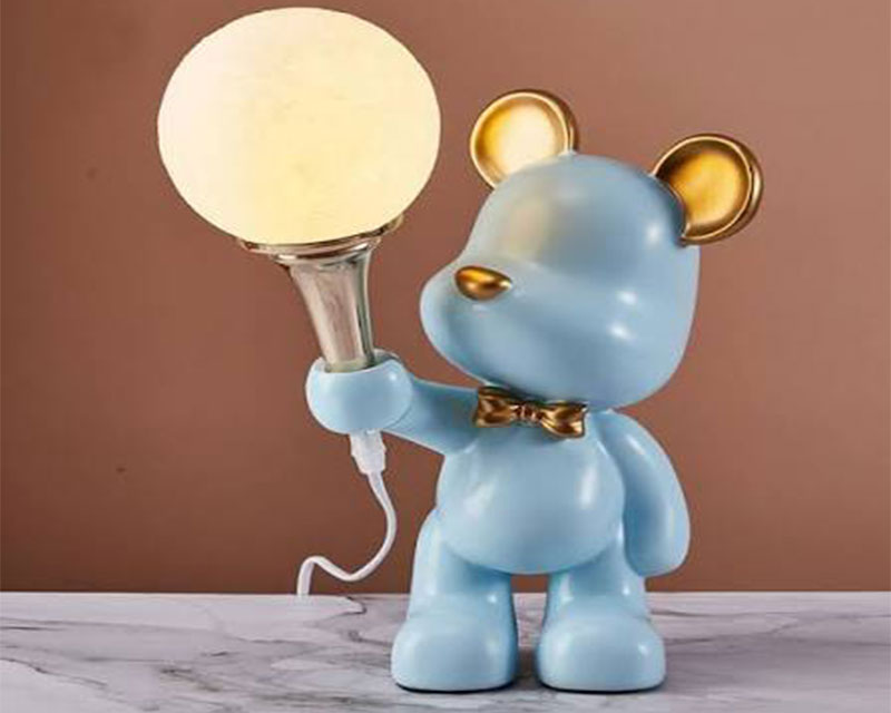 L14 dekorativna stona lampa plava sa belom kuglom