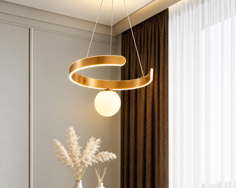 PL031 LED viseći luster sa 1 kuglom zlatni