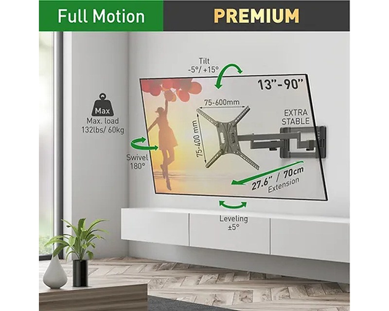 BM464L LCD TV zglobni zidni nosač od 13 do 90 inča za ravne i zakrivljene televizore