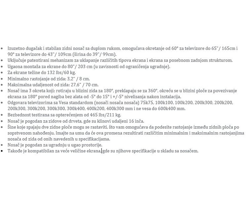 BM464L LCD TV zglobni zidni nosač od 13 do 90 inča za ravne i zakrivljene televizore