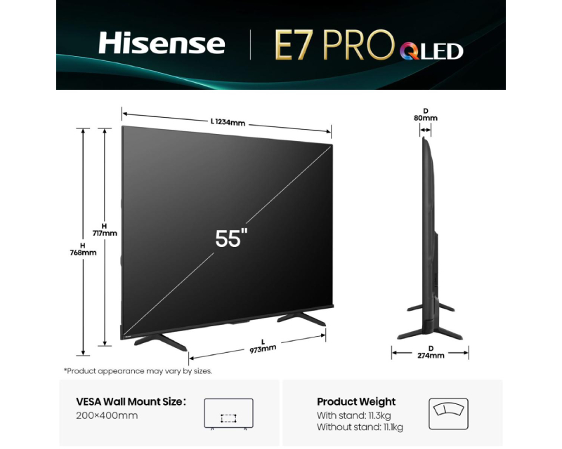 55 inča 55E7Q PRO QLED 4K UHD Smart TV