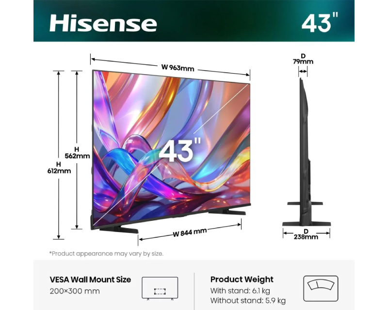 43 inča 43E7S Hi-QLED 4K UHD Smart TV