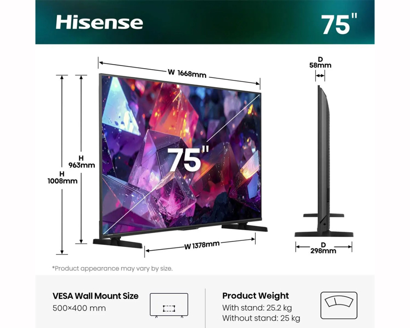 75 inča 75E7S PRO Hi-QLED 4K UHD Smart TV