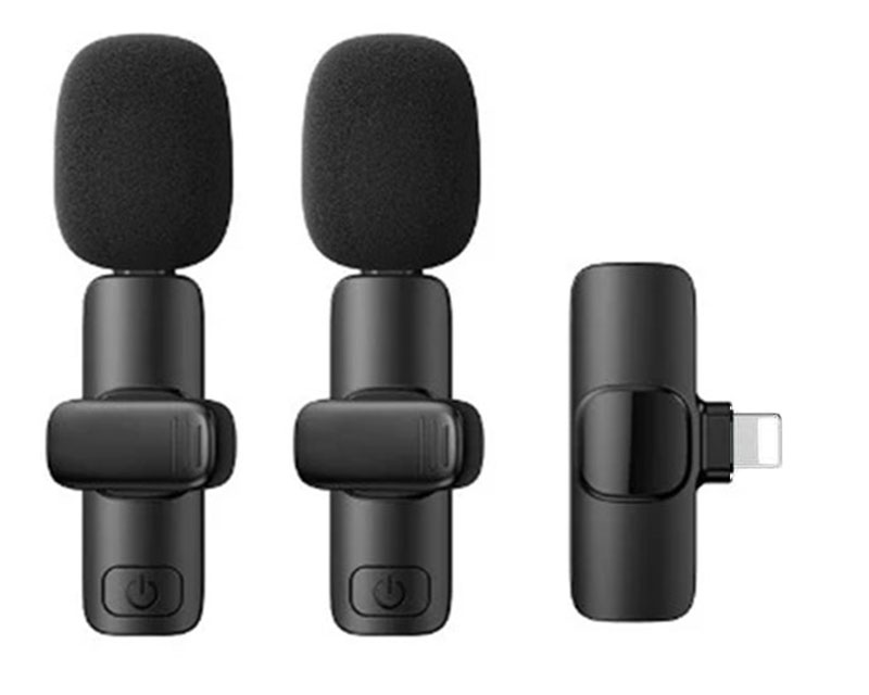 K10 Bežični mikrofon 2u1 lightning port crni
