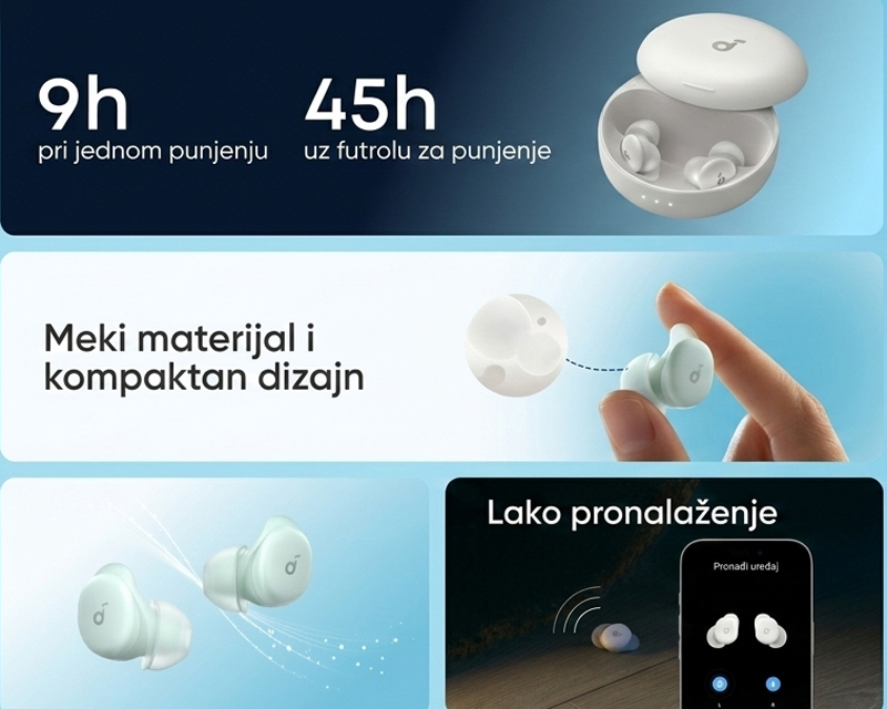 Soundcore Sleep A30 Noise Masking BT bežične bubice zelene