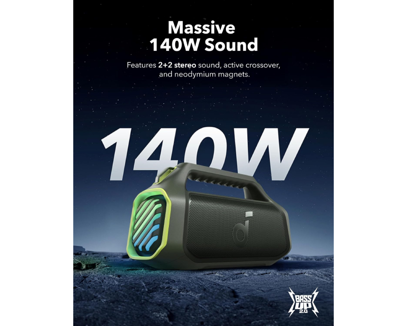 Soundcore Boom 2 Plus 140W 2.2 prenosivi bluetooth IPX7 zvučnik zeleni